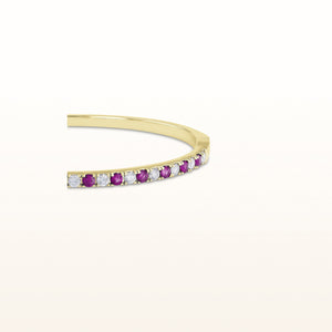 Classic Hinged Diamond and Gemstone Bangle Bracelet in 14kt Yellow Gold