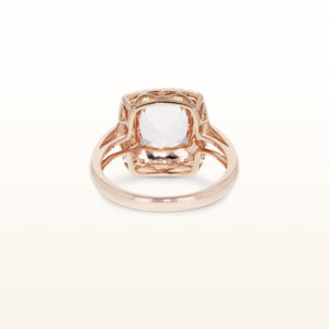 Cushion Cut Morganite Diamond Halo Ring in 14kt Rose Gold
