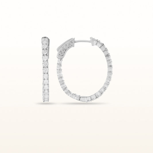 2.00 ctw Oval Inside/Outside Diamond Hoop Earrings