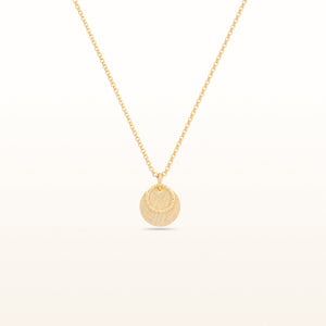 Yellow Gold Plated 925 Sterling Silver Brushed Disc and Circle Link Petite Pendant