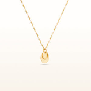 Yellow Gold Plated 925 Sterling Silver Brushed Disc and Circle Link Petite Pendant