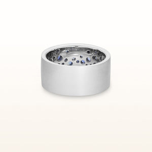 Round Blue Sapphire Confetti Ring in 14kt White Gold