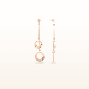 Rose Gold Plated 925 Sterling Silver 2-Tiered Open Disc Drop Style Earrings