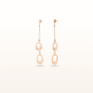 Rose Gold Plated 925 Sterling Silver 2-Tiered Open Disc Drop Style Earrings