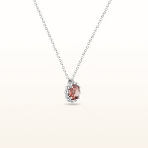0.80 ct Pink Tourmaline Beaded Halo Pendant in 14kt White Gold