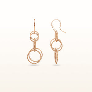 Rose Gold Plated 925 Sterling Silver Diamond Cut Multi-Link Circle Drop Earrings