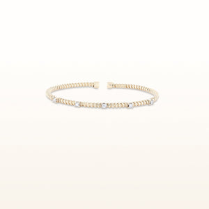 Round Diamond Flexible Coiled Cuff Bracelet in 14kt Yellow Gold