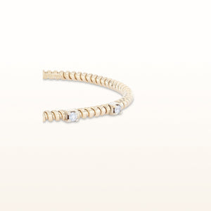 Round Diamond Flexible Coiled Cuff Bracelet in 14kt Yellow Gold