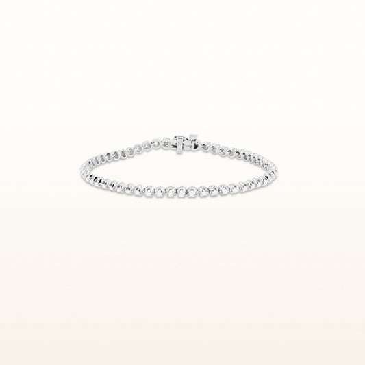 Solid Nugget Diamond Tennis Bracelet in 14k White Gold