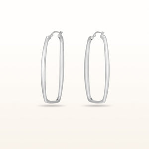 925 Sterling Silver Rectangular Drop Hoop Earrings