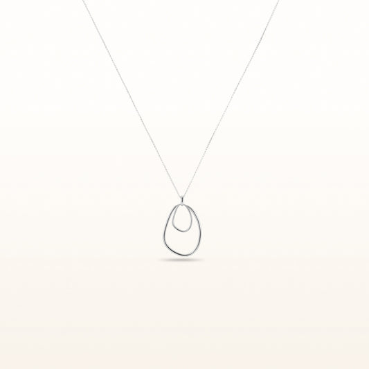 925 Sterling Silver Abstract Double Oval Drop Pendant