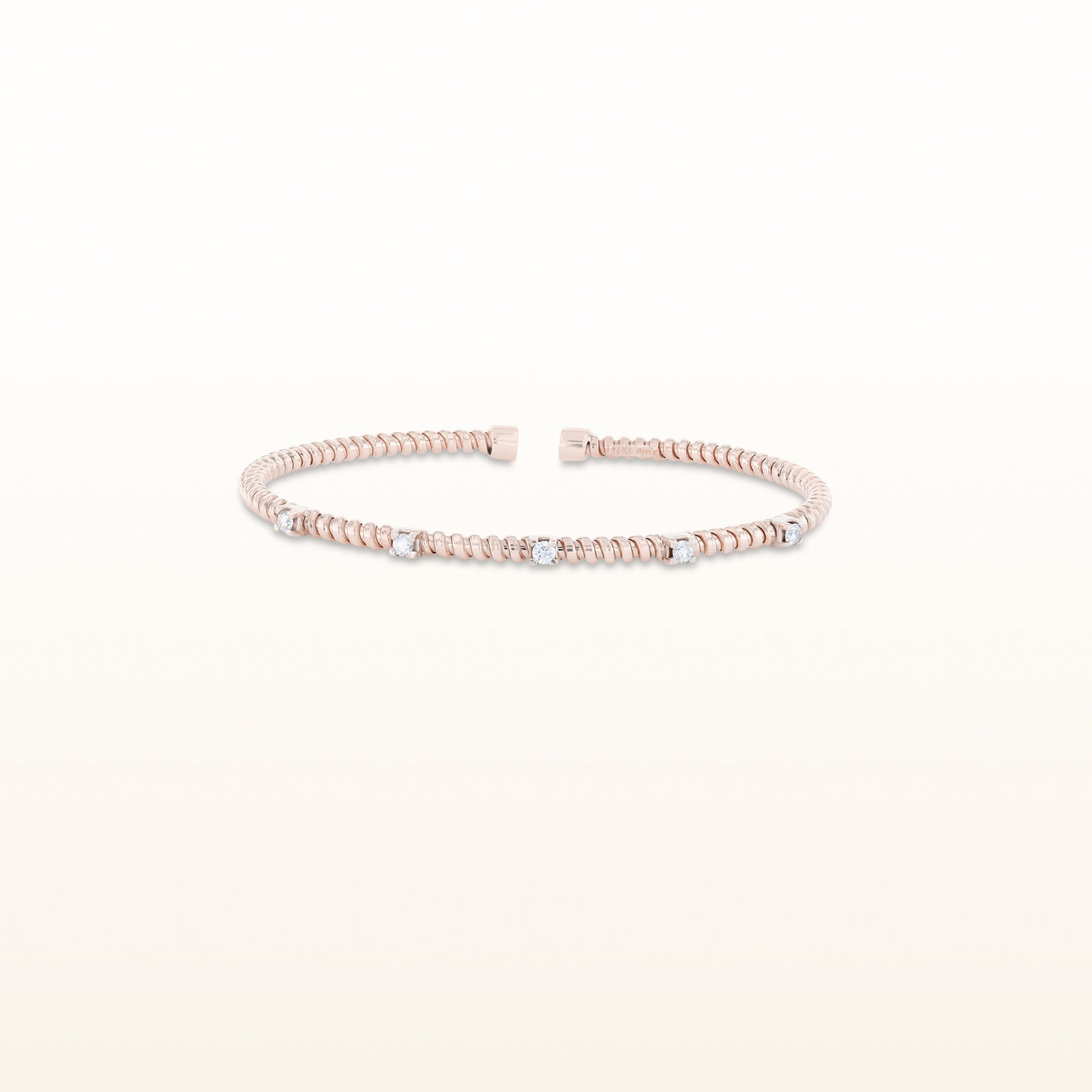 Round Diamond Flexible Coiled Cuff Bracelet in 14kt Rose Gold