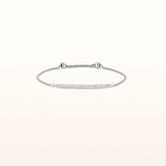Double Row Diamond Bar Slider Bracelet in 14kt White Gold