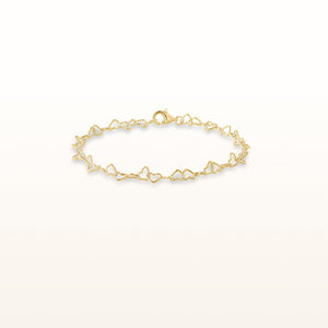 Yellow Gold Plated 925 Sterling Silver Mini Heart Link Bracelet