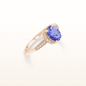 Oval Gemstone and Diamond Ring in 14kt Rose Gold