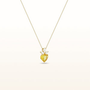 Signature Heart Shaped Yellow Sapphire and Diamond Pendant in 18kt Yellow Gold