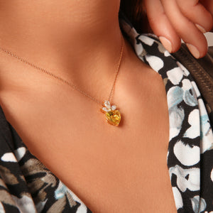 Signature Heart Shaped Yellow Sapphire and Diamond Pendant in 18kt Yellow Gold