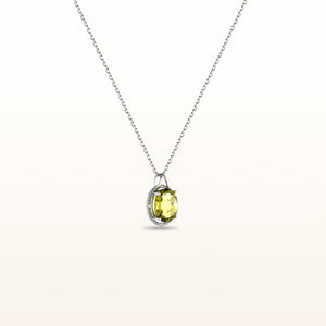 Oval Gemstone Pendant with Diamond Accent Halo in 925 Sterling Silver