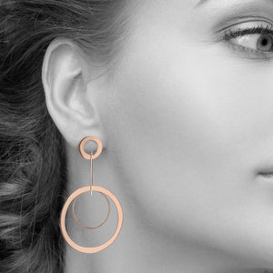 Rose Gold Plated 925 Sterling Silver Multi-Circle Dangle Earrings