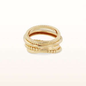 Yellow Gold Plated 925 Sterling Silver Cable-Style Crossover Ring
