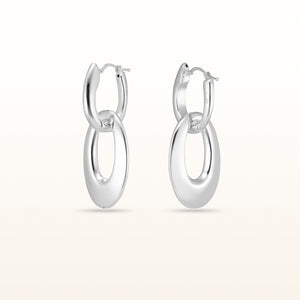 High Polish Oval Link Dangle Earrings in 925 Sterling Silver