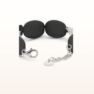 925 Sterling Silver and Rubber Flat Pebble Bracelet