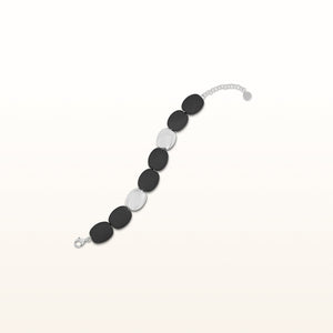 925 Sterling Silver and Rubber Flat Pebble Bracelet