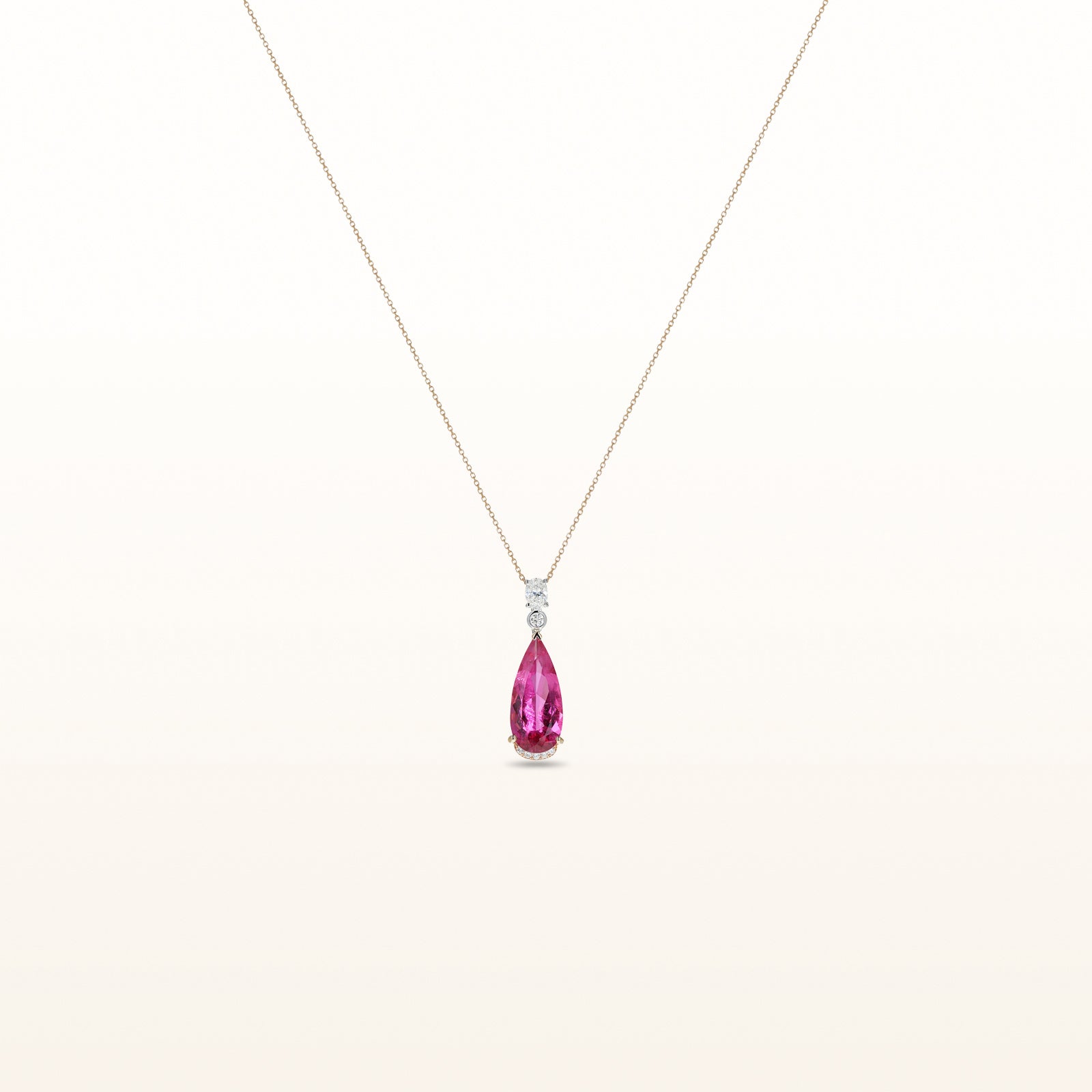 12.10 ctw Rubellite and Diamond Pendant in 18kt White and Rose Gold