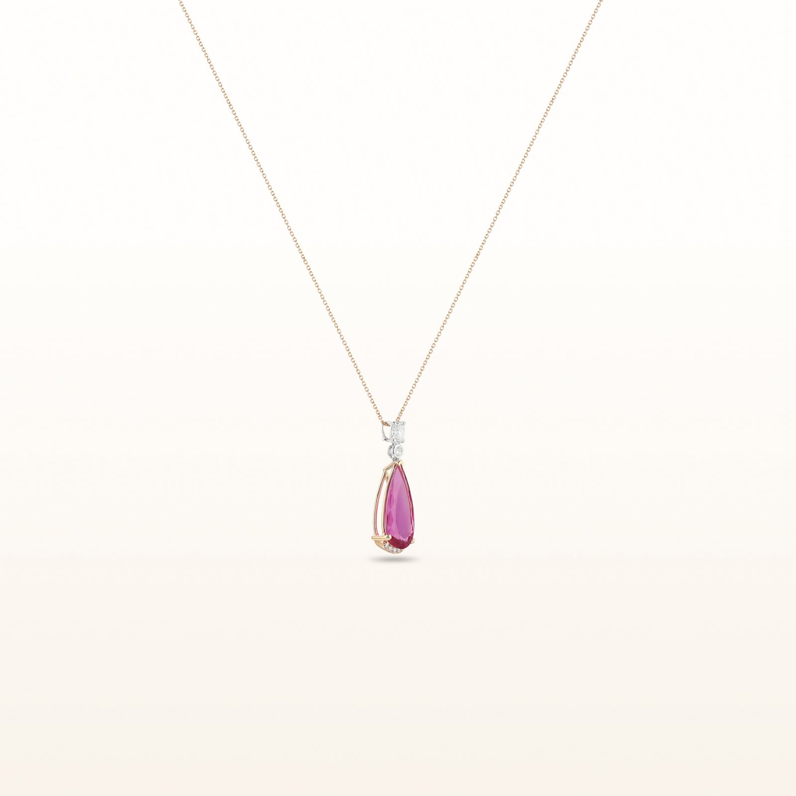 12.10 ctw Rubellite and Diamond Pendant in 18kt White and Rose Gold