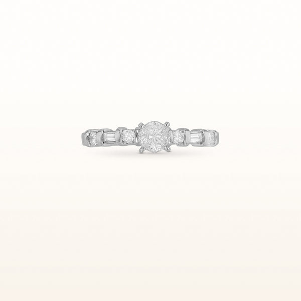 Round Illusion Center Engagement Ring in 14kt White Gold