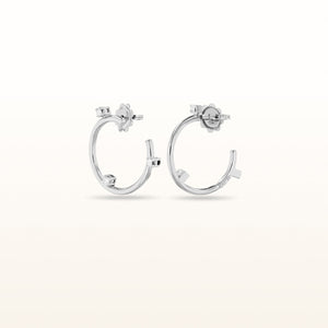 Open Circle Diamond Accent Earrings in 18kt White Gold