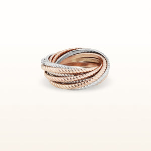 Two-Tone Sterling Silver Twisted Rope Ring
