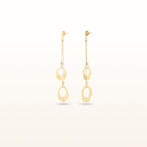 Yellow Gold Plated 925 Sterling Silver 2-Tiered Open Disc Drop Style Earrings