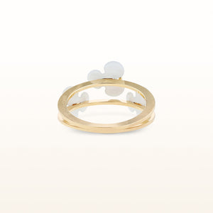 Yellow Gold Plated 925 Sterling Silver with White Enamel Clover Ring