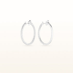 1.00 ctw LeoDaniels Monogram Inside/Outside Diamond Hoop Earrings in 14kt White Gold