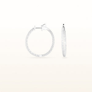 1.00 ctw LeoDaniels Monogram Inside/Outside Diamond Hoop Earrings in 14kt White Gold