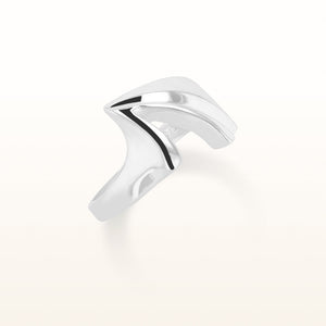 Scripted V-Shaped Ring in 925 Sterling Silver