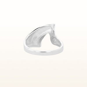 Scripted V-Shaped Ring in 925 Sterling Silver