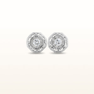 0.50 ctw Filigree Diamond Octagonal Stud Earrings in 14kt White Gold