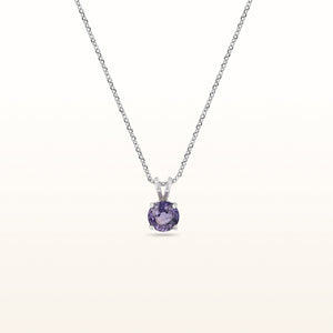 Round Purple Sapphire Pendant in 14kt White Gold