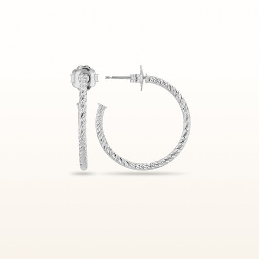 925 Sterling Silver 1-Inch Diamond Cut Hoop Earrings