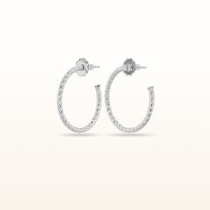 925 Sterling Silver 1-Inch Diamond Cut Hoop Earrings
