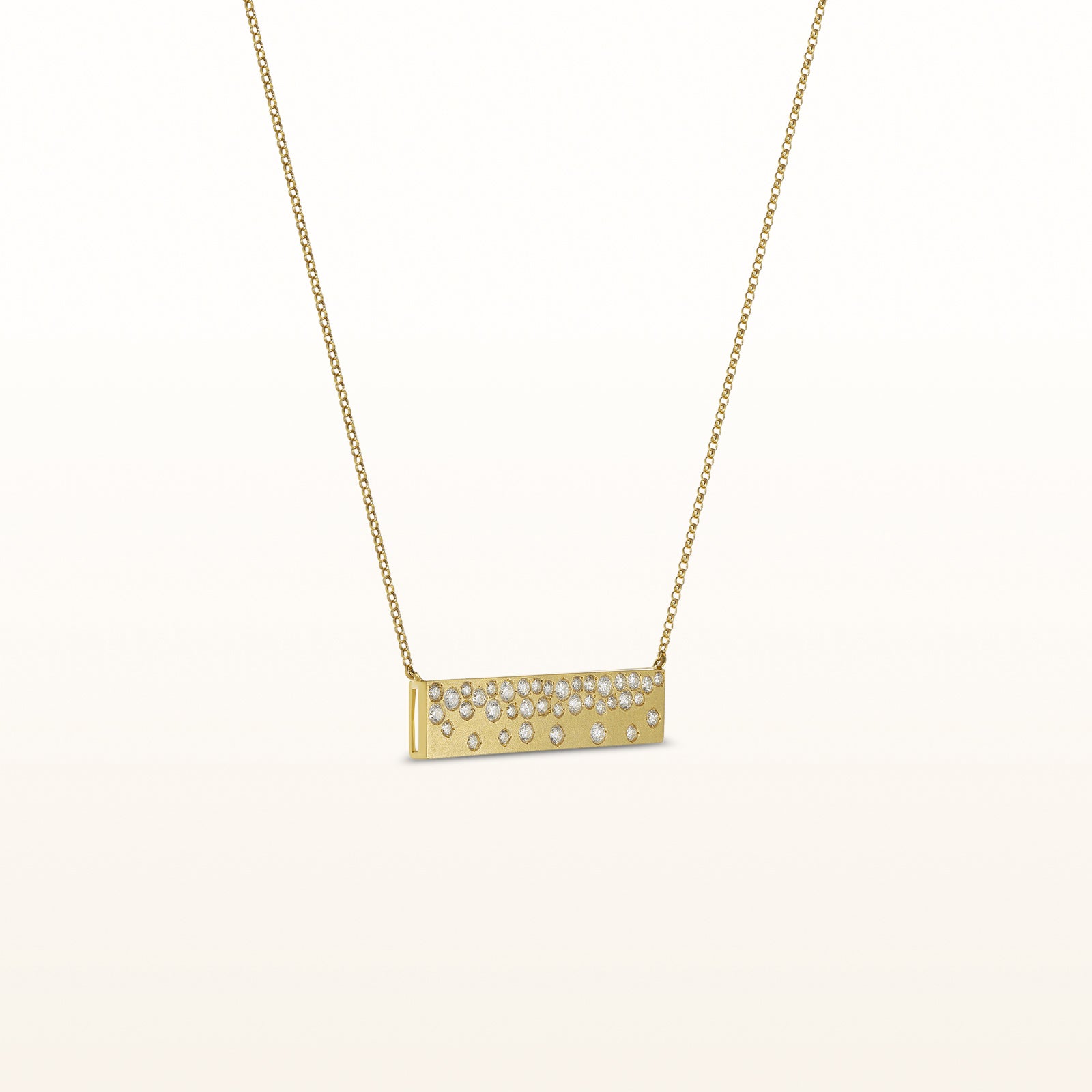 Horizontal Diamond Confetti Bar Pendant in 14kt Yellow Gold