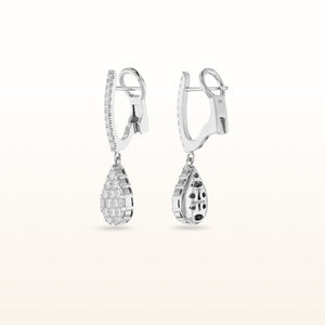 Invisible Set Diamond Pear Shaped Earrings in 18kt White Gold