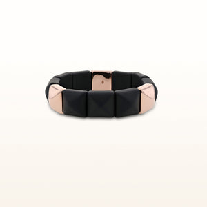Rose Gold Plated 925 Sterling Silver and Rubber Square Stretch Bracelet