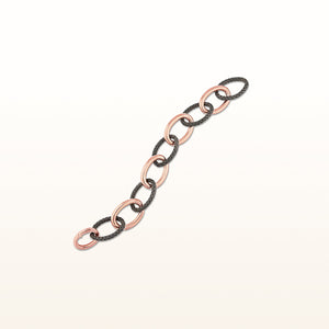 Rose Gold Plated and Blackened 925 Sterling Silver Oval Link Endless Bracelet