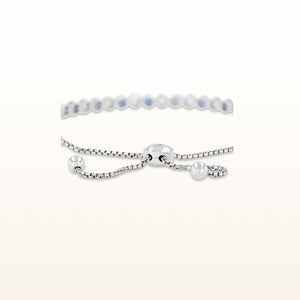 White and Blue Sapphire Slider Bracelet in 14kt White Gold