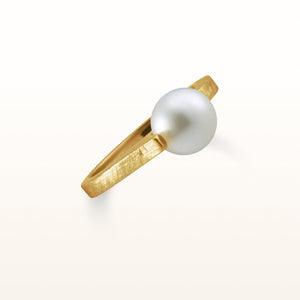 Freshwater Cultured Pearl or Gemstone Bead Point Ring in 925 Sterling Silver