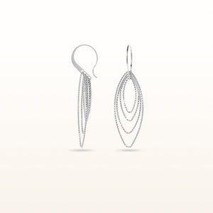 925 Sterling Silver Diamond Cut Marquise Shaped Drop Earrings