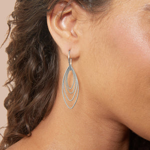 925 Sterling Silver Diamond Cut Marquise Shaped Drop Earrings